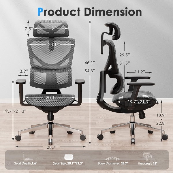 dimension image slide 0 of 2, CabeVibe Ergonomic Home Office Desk Chair Breathable Mesh Chair Task Computer Chair - OdinLake