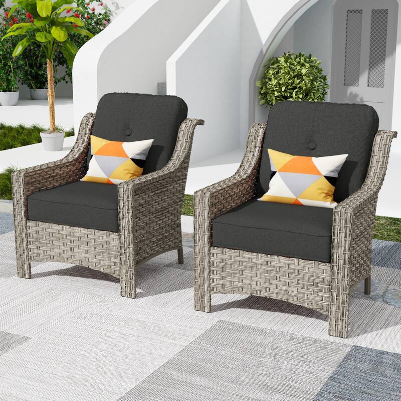 XIZZI 2-piece Patio Furniture Wicker Outdoor Chair Set - Black