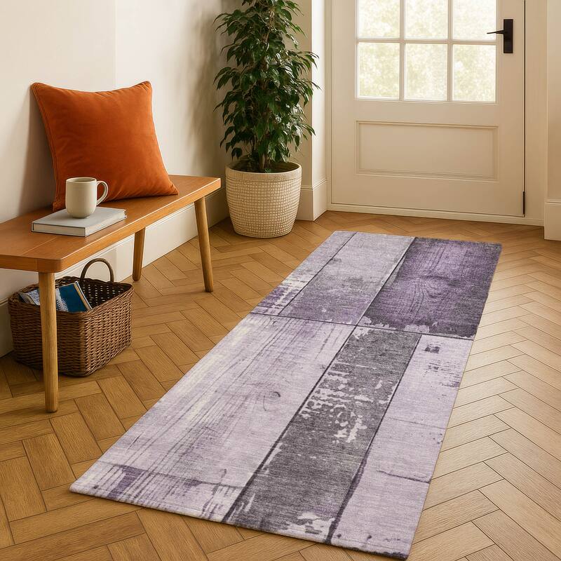Premium Washable Super Soft Contemporary Styles Mayfield Rug - Purple - 2'3" x 7'6"