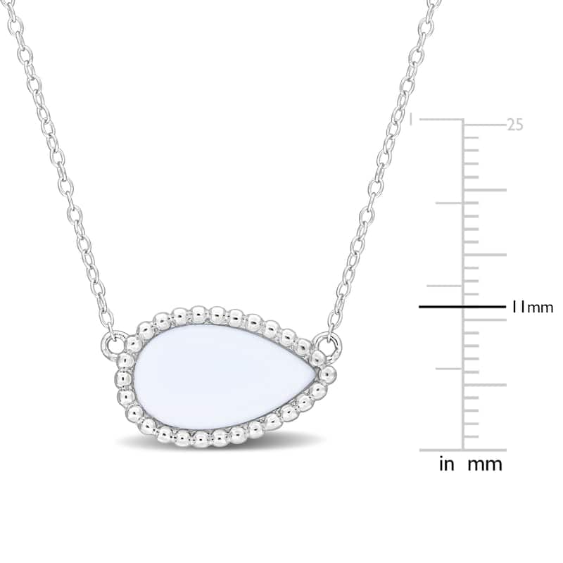 Miadora 4ct TGW Pear-Cut White Agate Halo Necklace Sterling Silver-17 in.