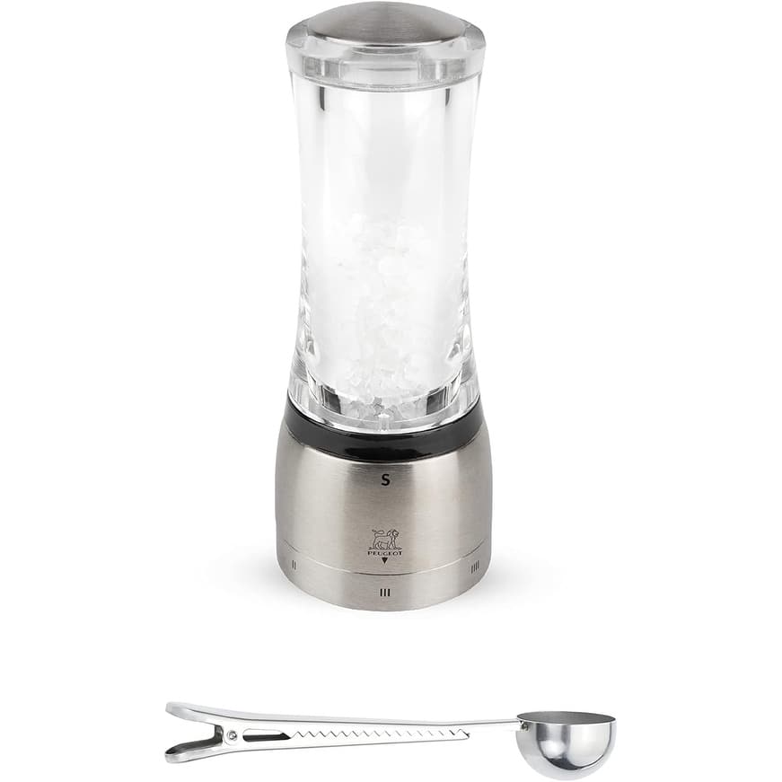Peugeot Daman U'Select Shaftless 6.5 Inch Salt Mill Gift Set, Stainless Steel - With Scoop