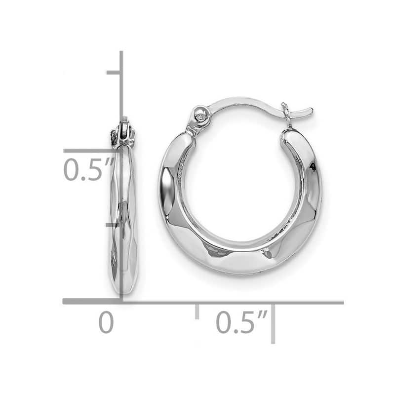 Curata 14k White Gold Polished 3x15mm Scalloped Hoop Earrings