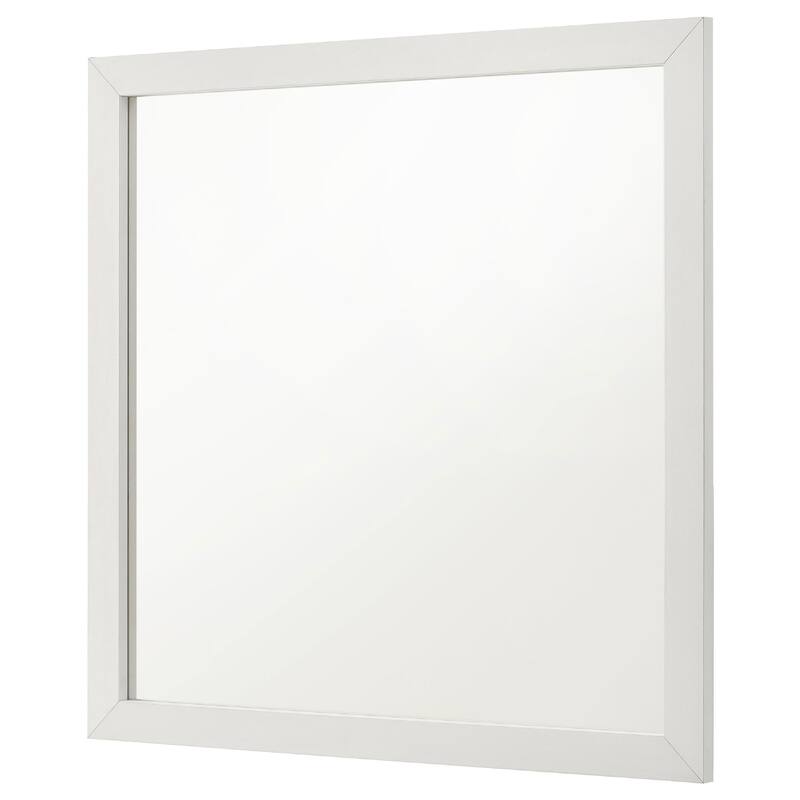 Dex Rectangular Dresser Mirror, Non-Beveled Glass, White Wood-Melamine