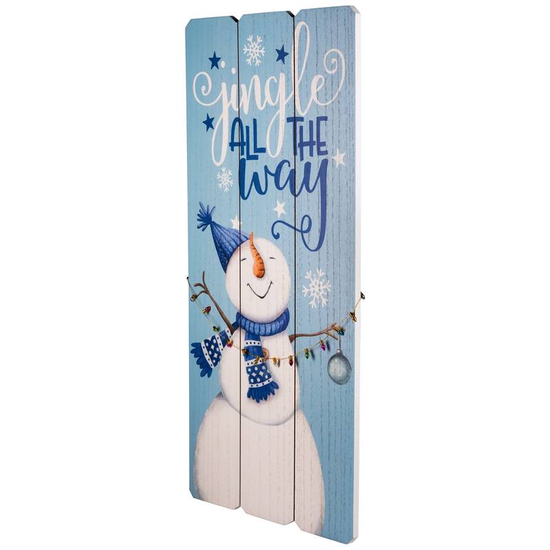 Jingle All The Way Wooden Christmas Wall Sign - 23.5" - Blue and White