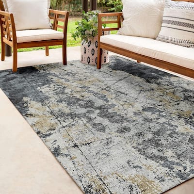Indoor/ Outdoor Accord Abstract Polyester Washable Rug New