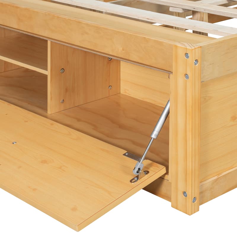 Queen Size Storage Platform Bed with 4 Drawers & Hydraulic Lift Footboard, Space-Saving Frame