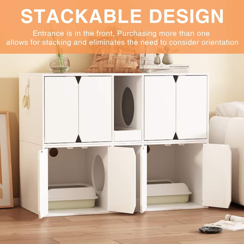 Cat Litter Box Enclosure for 2 Cats, Cat Washroom Storage Cabinet