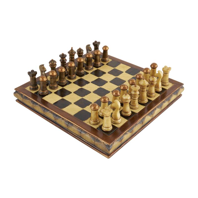 Polystone Chess Game Set - Brown - Roche River Decor - Brown