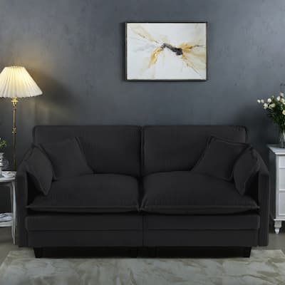 96" Corduroy Modern Classic 3-Seater Sofa - Deep Seat,With 4 Pillow For Living Room