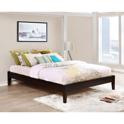 Queen Size Wood Platform Bed with Tapered Legs and Headboard Ready
