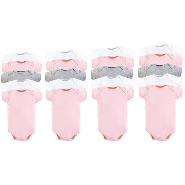 slide 1 of 1, Luvable Friends Baby Girl Cotton Bodysuits 20pk, Pink Gray, 0-12 Months - Pink Gray 0-12 Months - Pink Gray