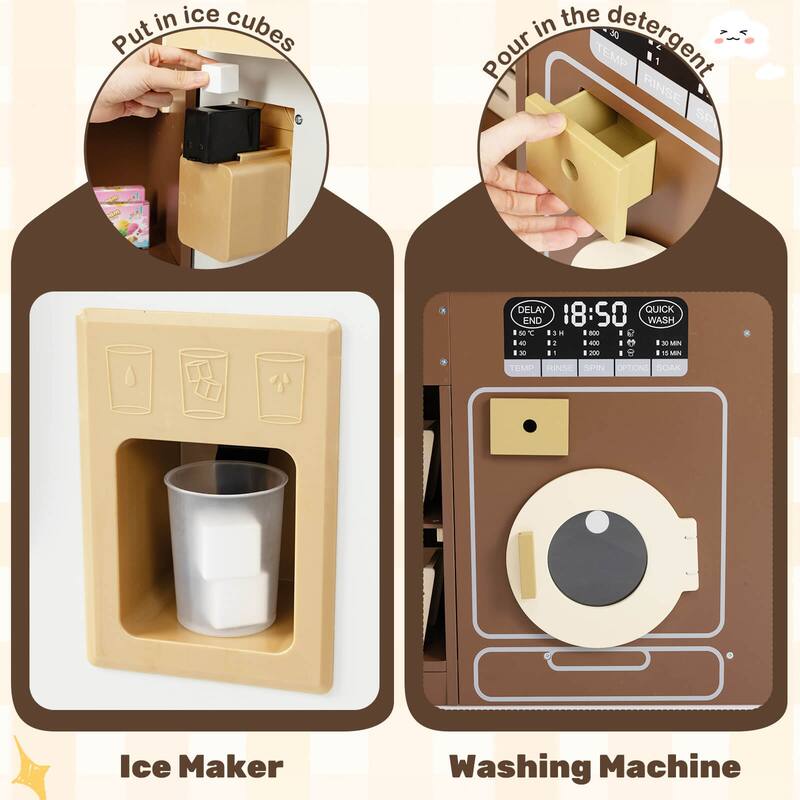 Costway Corner Play Kitchen with Lights & Sounds Wooden Toy Kitchen - See Details