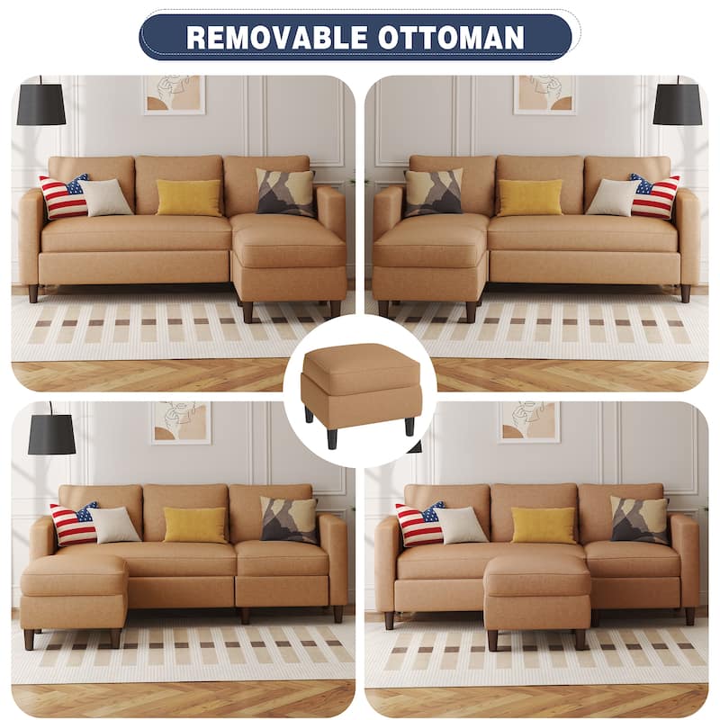 Futzca 74" Convertible Sectional Sofa Couch, Small L-Shaped Sofa