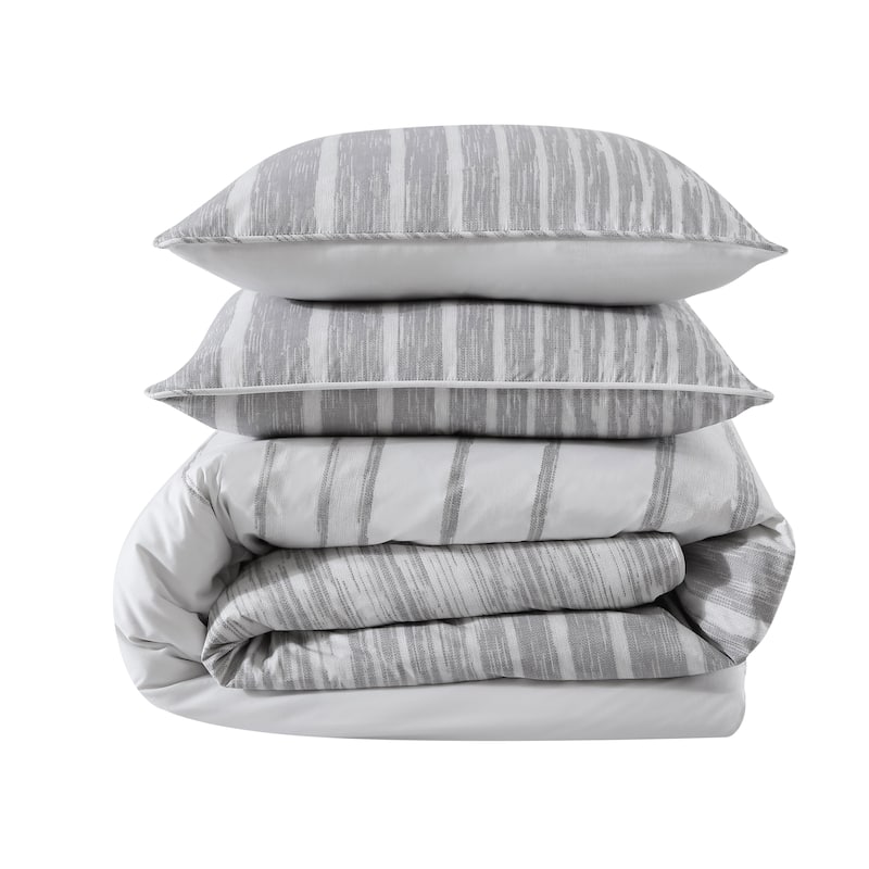 Kenneth Cole New York Abstract Stripe Cotton Grey Comforter Set