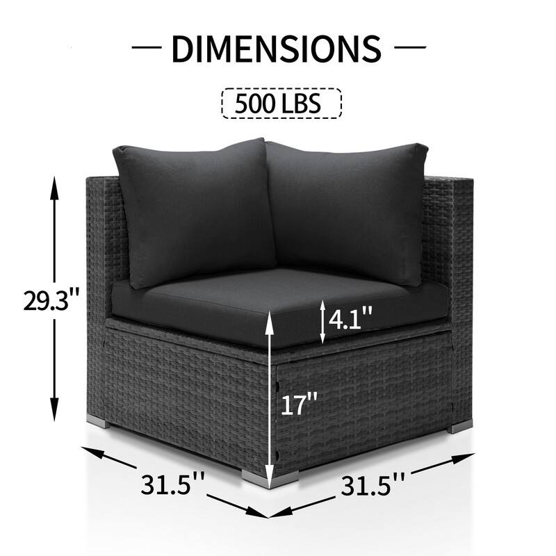 FINCATI Outdoor Sectional Conversation Set, 500 lbs Wicker Deep Seating Set, Loveseat/ Corner/ Ottoman Selectable