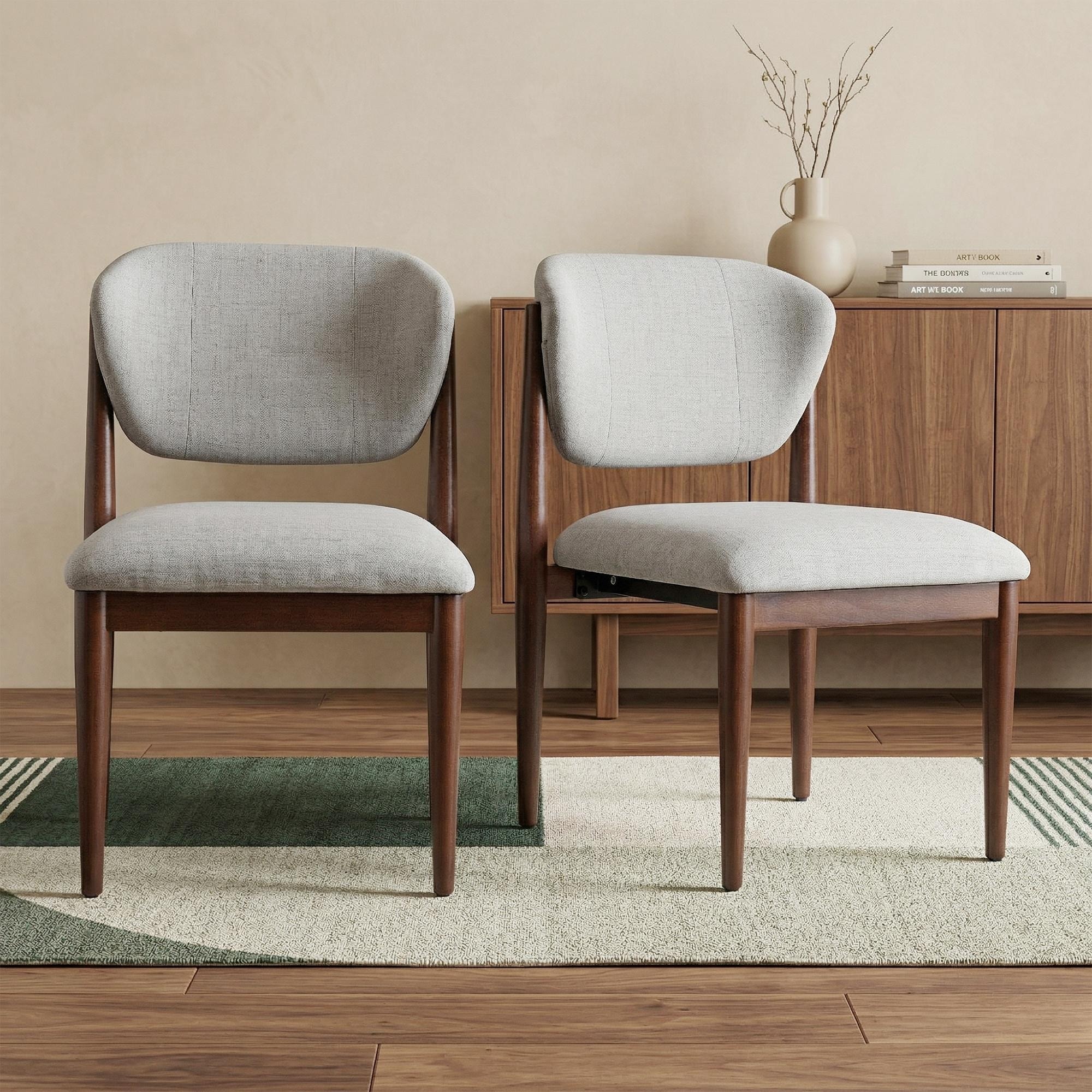 Modern Upholstered Dining Chair with Solid Wood Legs Side Chair for Kitchen Dining Room Living Room (Set of 2) - N/A