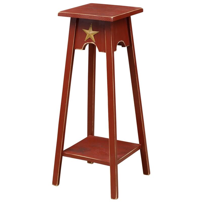 Country-Style Plant Stand with Rustic Star - Burgundy