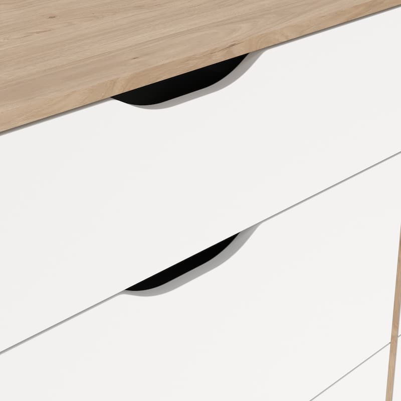 Porch & Den Ikast 6 Drawer Double Dresser, Jackson Hickory/White