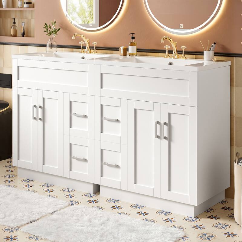 30" Bathroom Vanity Set / 60" Double Bathroom Vanities with SMC Resin Sinks