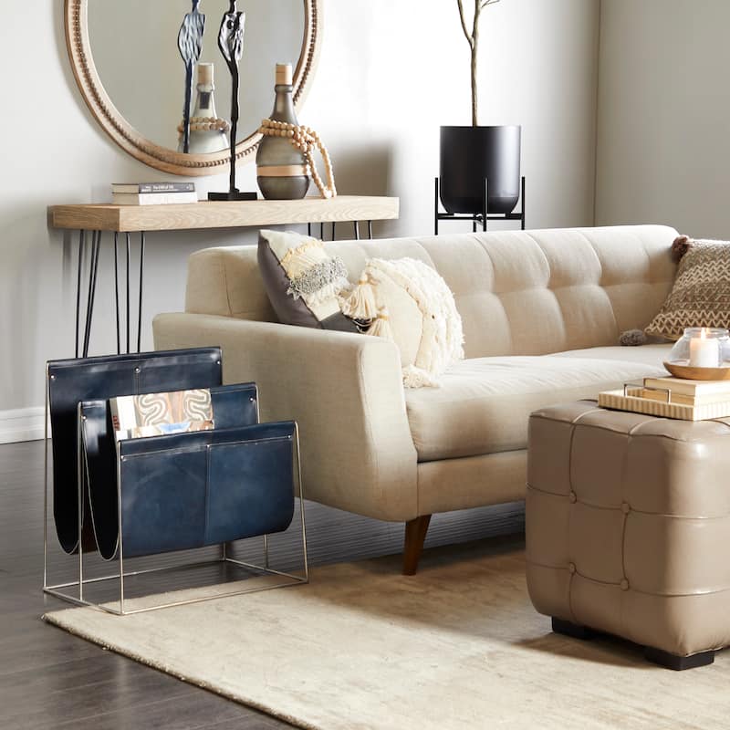 Leather Modern Magazine Holder - 22 x 21 x 14