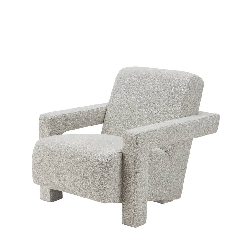 Modrest Wylie Modern Light Grey-Beige Fabric Accent Chair