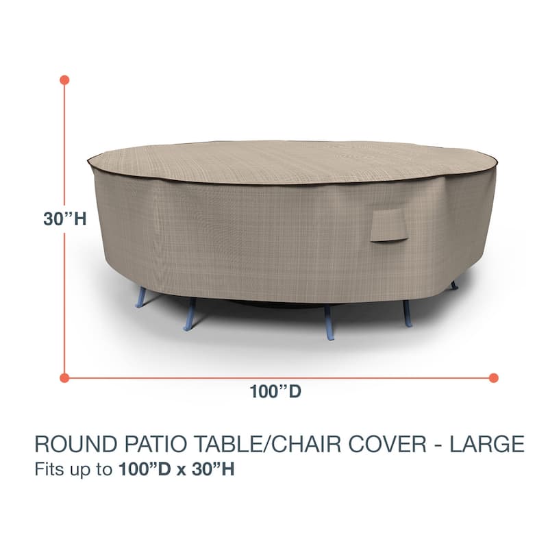 Budge StormBlock™ Mojave Black Ivory Round Patio Table and Chairs Combo Cover Multiple Sizes - Large - 100" Diameter x 30" Drop