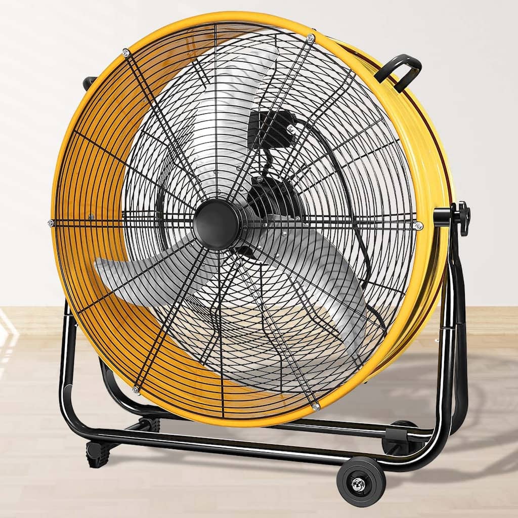 30 in 3 Speed Yellow Heavy Duty Metal Industrial Drum Fan, Air Circulation