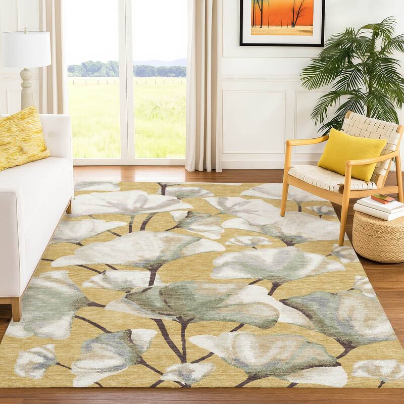 Machine Washable Indoor/ Outdoor Floral Love Chantille Rug