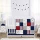 preview thumbnail 1 of 4, Sweet Jojo Designs Red, White and Blue Baseball Patch Sports Collection Boy 4-piece Crib Bedding Set