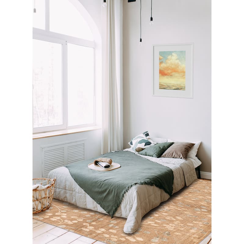 ECARPETGALLERY Hand-knotted Opulence Taupe Silk, Wool Rug - 7'11 x 9'11