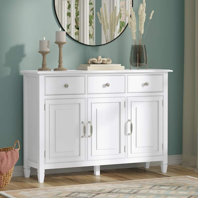 WYNDENHALL Hampshire SOLID WOOD 51" Wide Traditional Wide Entryway Storage Cabinet - 15 "d x 51" w x 36" h - White