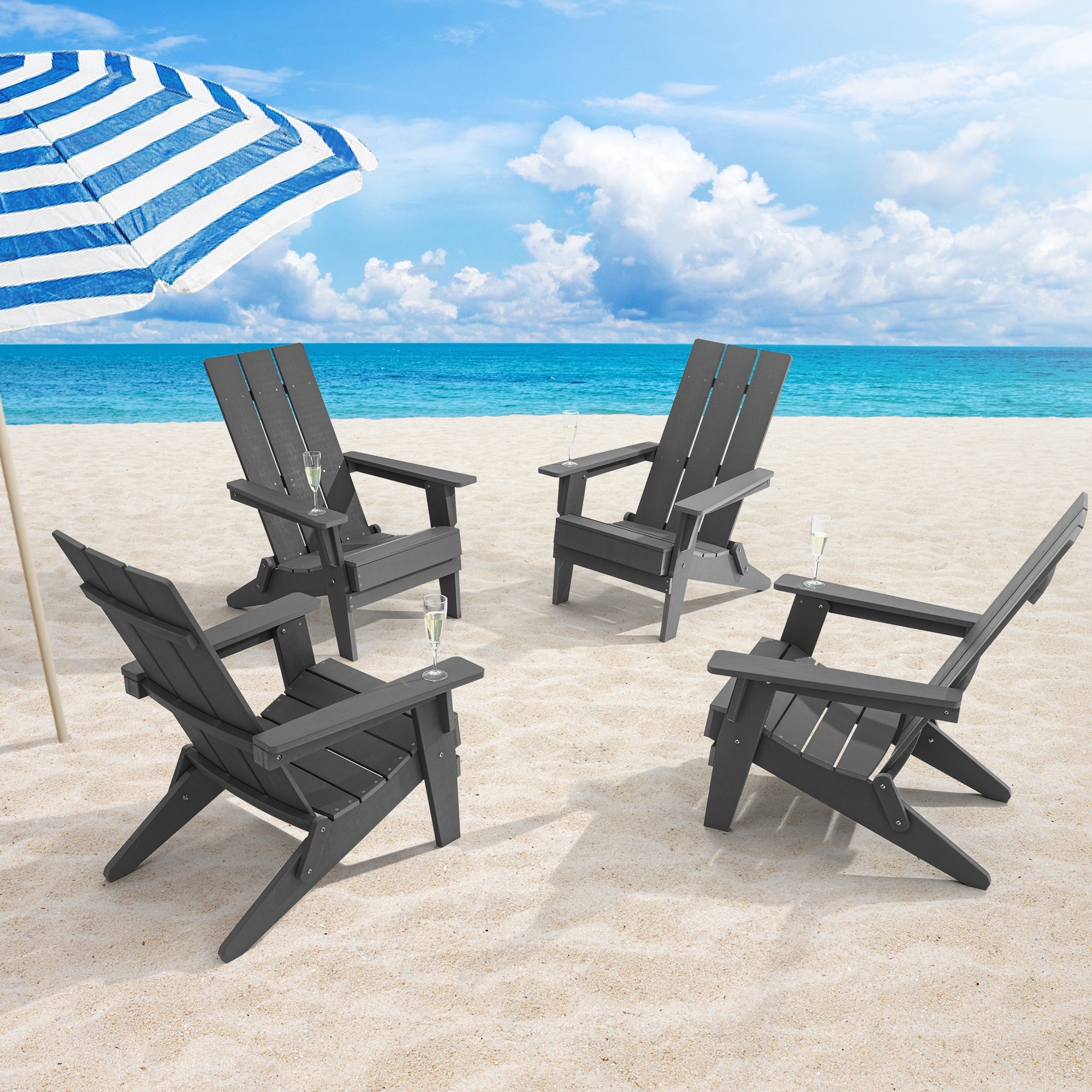 Folding Chair Waterproof Deck Chairs Sonkuki Navy Blue Folding