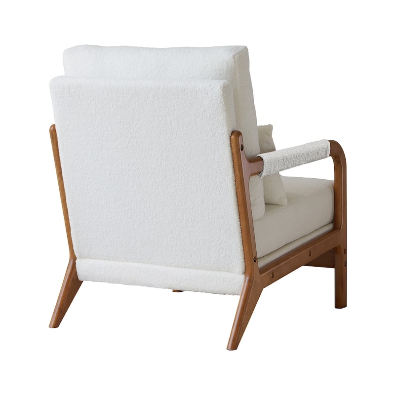 Modern Teddy Fabric Accent Chair, Wood Frame Armchair for Living Room