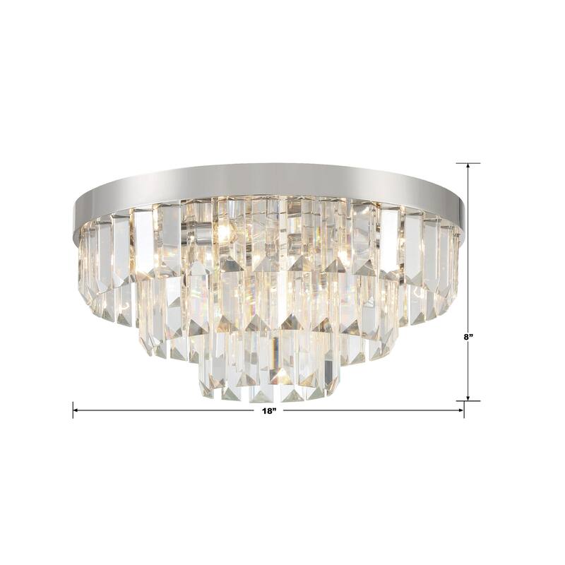 Hayes 8 Light Polished Nickel Ceiling Mount - 18"W x 8"H x 18"D