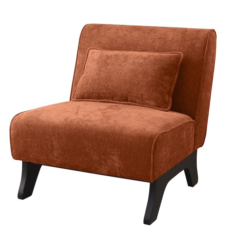 Huimo Modern armless chair with thick cushions and black wooden legs - Orange