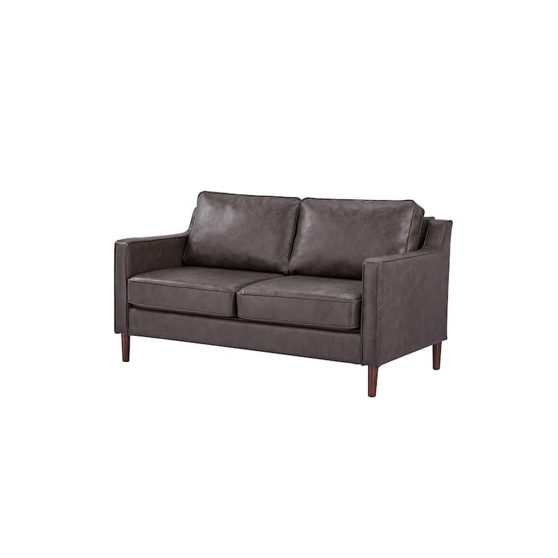 Sedona Modern Loveseat Sofa, Faux Linen / Vegan Leather Couch