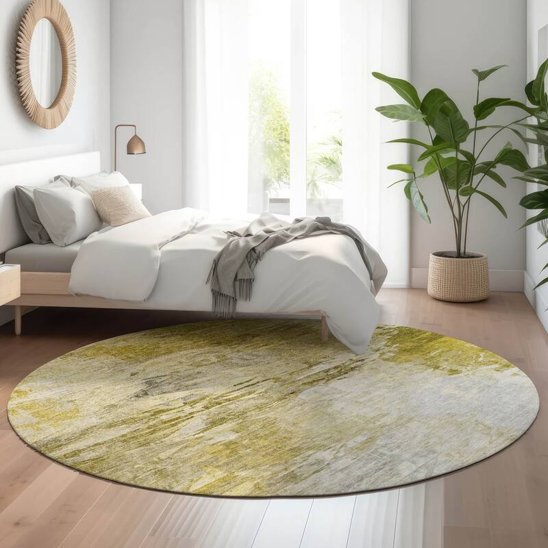 Premium Washable Super Soft Watercolor Mayfield Rug - Gold - 8' x 8'