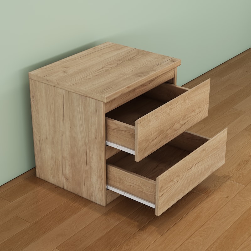 19.7"Nightstand with 2 Drawers, Beside Table with Drawers Handle Free Design,Thickened Top Plate, for Bedroom,Living Room