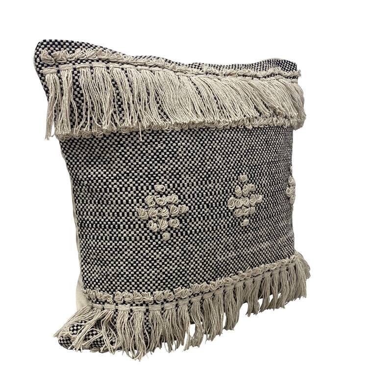 20" Brown and Black Diamond Over-Tufted Square Throw Pillow