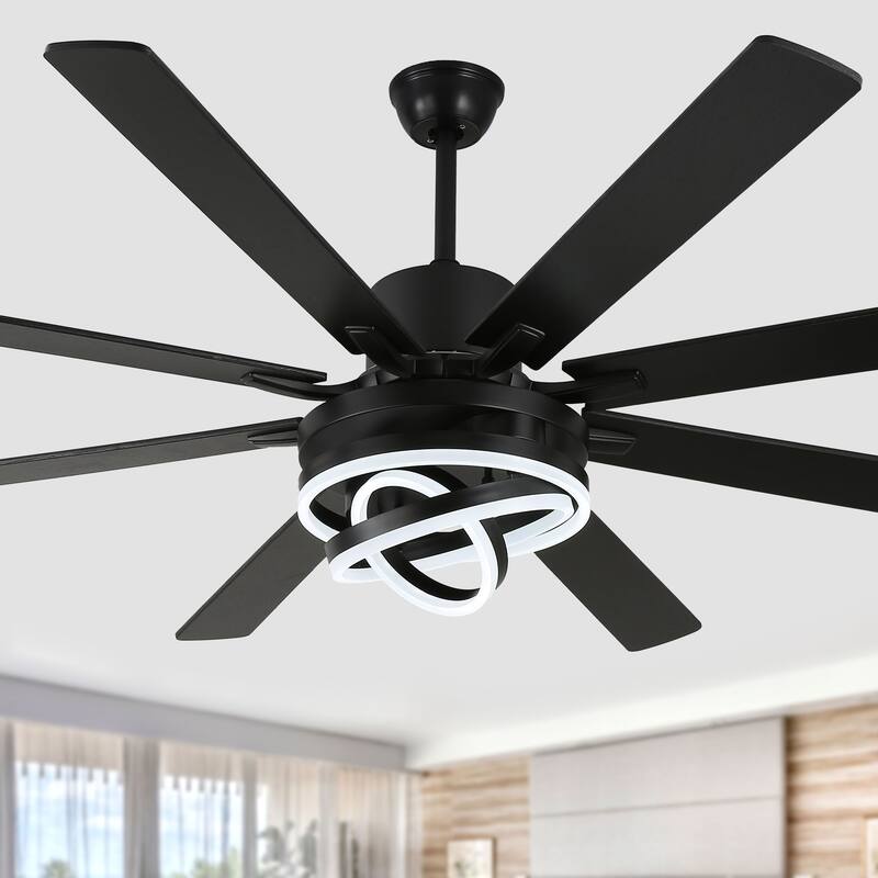 Bella Depot 72" Gold Large Ceiling Fan with Light and Remote - 72 inches - Black