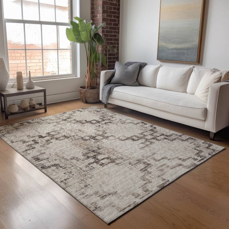 Premium Washable Super Soft Modern Trellis Mayfield Rug - Mocha - 9' x 12' - Rectangle