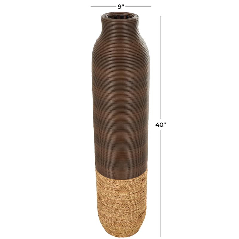 Artisan Dark Brown Seagrass Handmade Vase