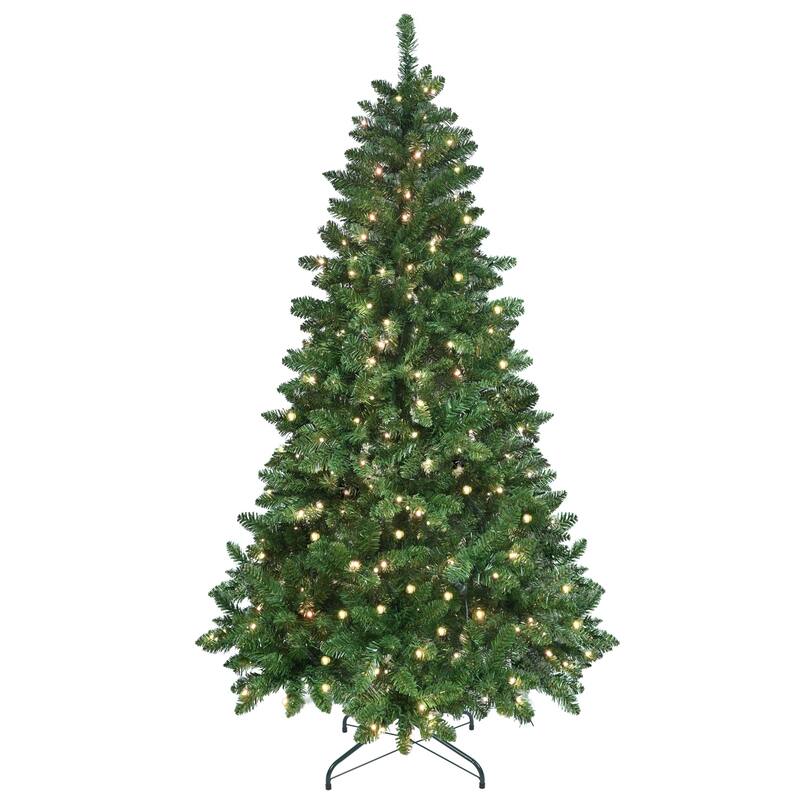 Smart Pre-Lit Christmas Tree - WiFi-Controlled RGB LED Lights, Music Sync, Hinged Structure, Metal Stand - Green