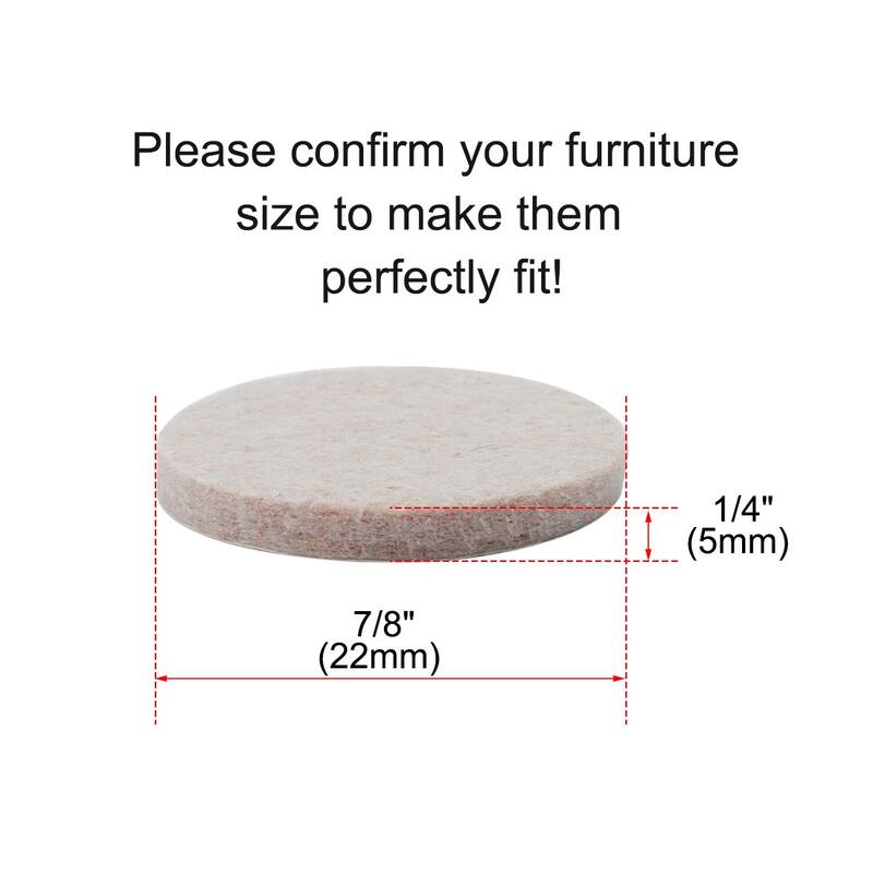 50pcs Felt Furniture Pads Round 7/8" Protector for Cabinet Legs Feet - Beige - 7/8" x 1/4"(D*T)