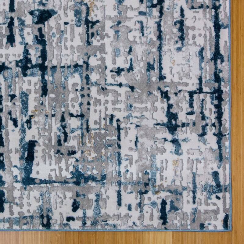 Gertmenian Quattro Lhasa Navy Polypropylene Modern Abstract Area Rug