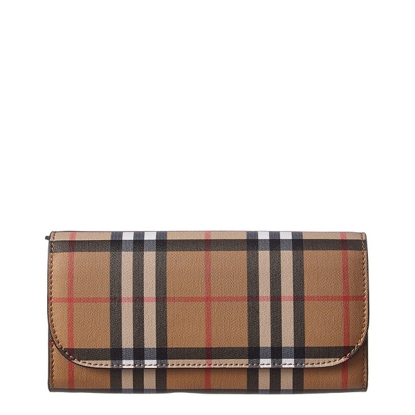 vintage check and leather continental wallet