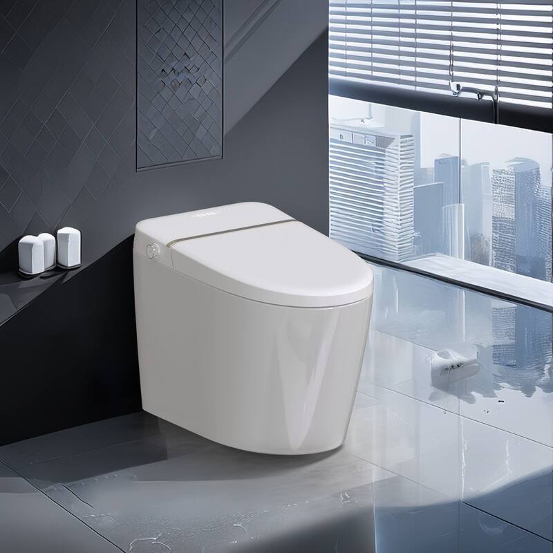 Smart Toilet, One Piece Bidet Toilet for Bathrooms,Modern Elongated Toilet with Warm Water,Dual Auto Flush,Foot Sensor Operation