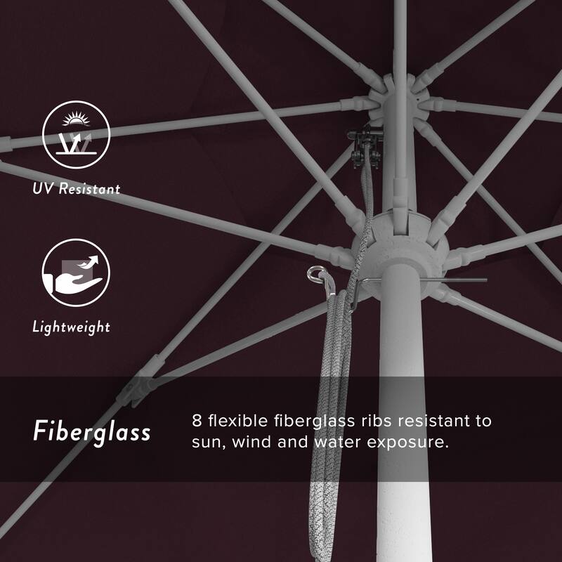 California Umbrella 11' Rd Aluminum Frame, Fiberglass Rib Market Umbrella, Push Open, White Finish, Pacifica Fabric