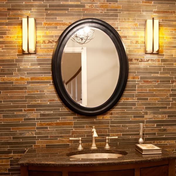 slide 9 of 9, George Oval Frame Wall Mirror - Matte Black Black