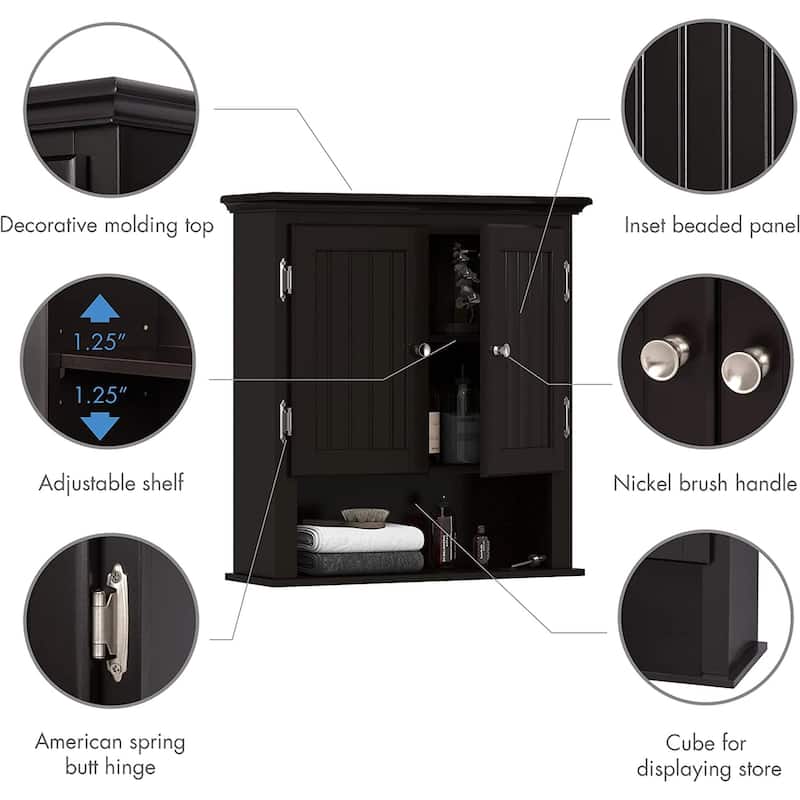 UTEX Bathroom Cabinet Wall Mounted, Wood Hanging Cabinet, Wall Cabinets with Doors and Shelves Over The Toilet for Bathroom